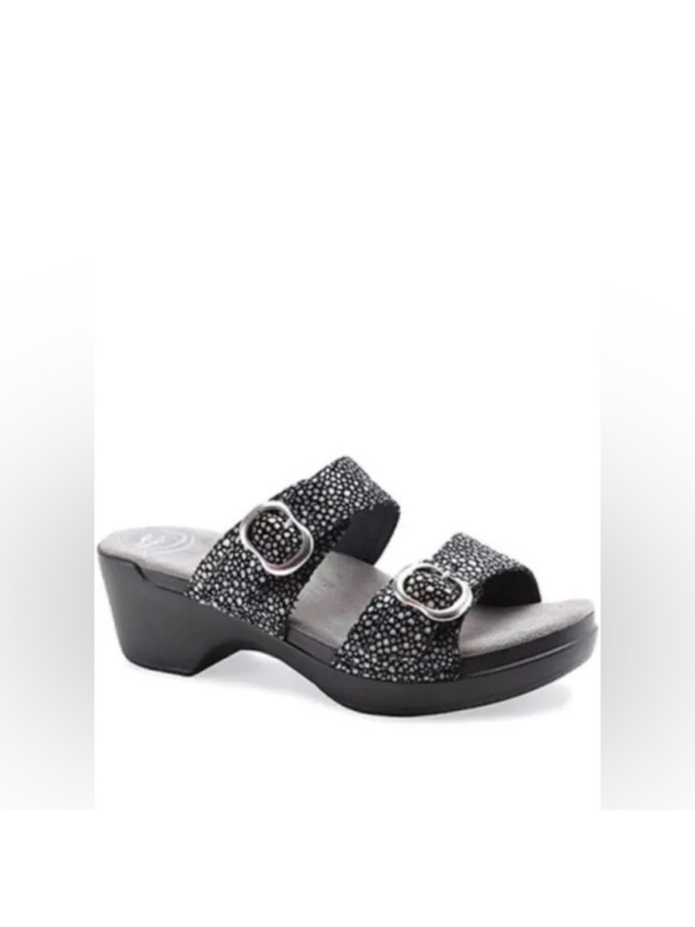 Dansko Sophie Sandals Black Metallic Women EU 41 US 8.5 9 Double Strap - Picture 2 of 16